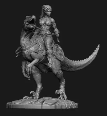 Разобранный 1/24 75 мм старинная Фантастическая Женщина воин и динозавр фигурка из