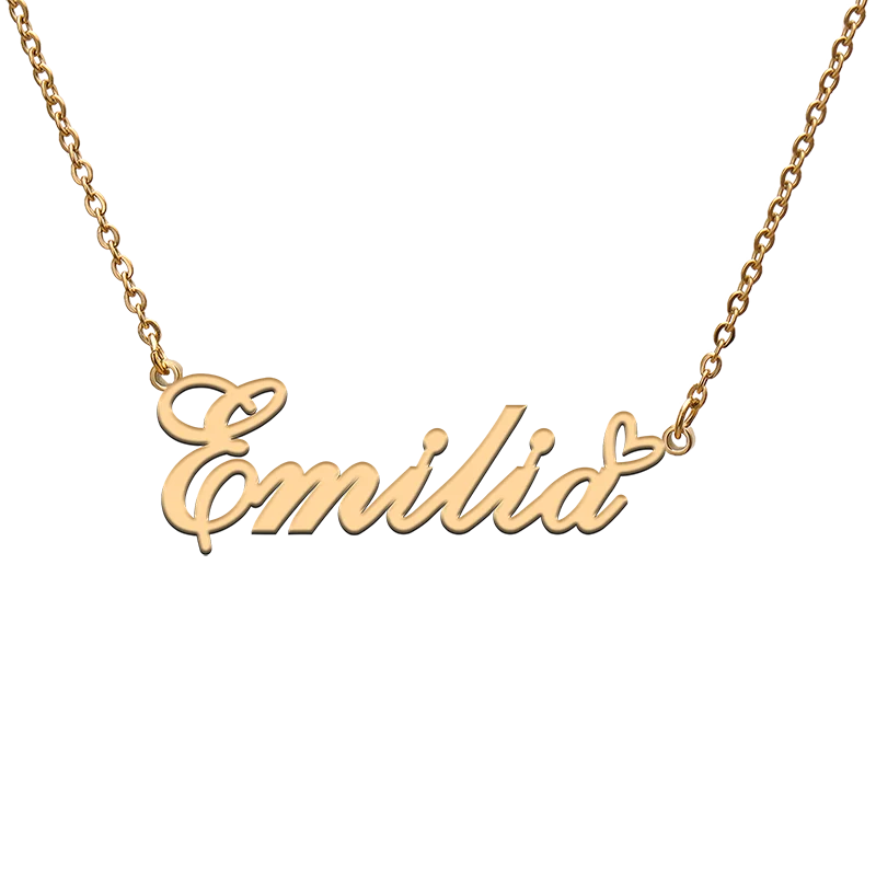 

God with Love Heart Personalized Character Necklace with Name Emilia for Best Friend Jewelry Gift