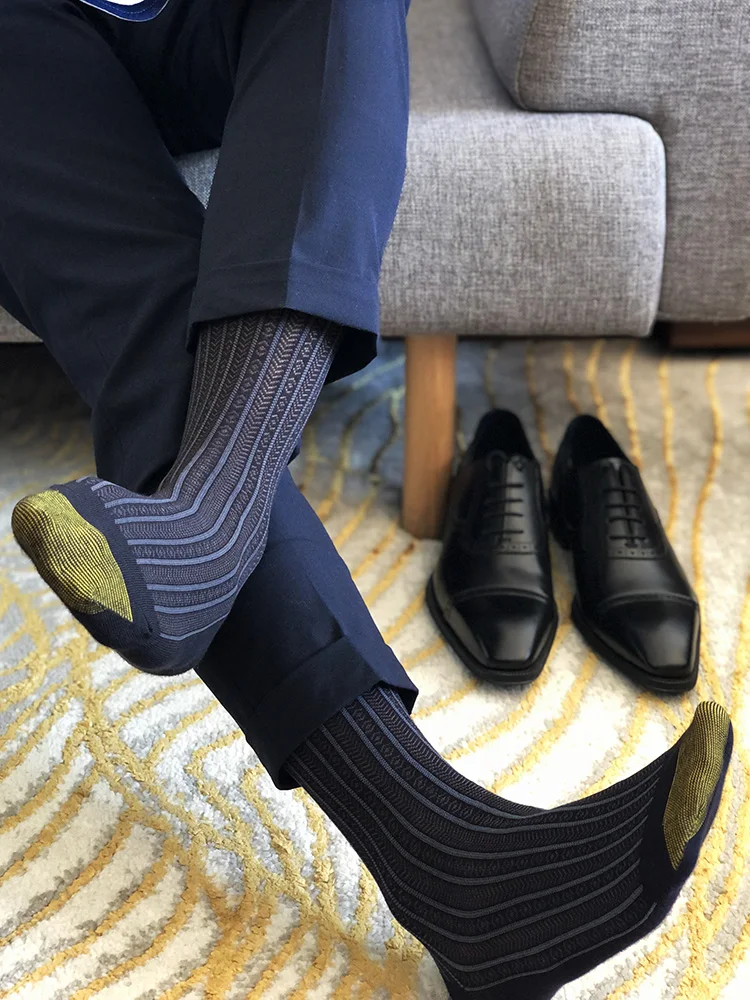 Calcetines de tubo para medias formales de vestir, vestir, de negocios, de moda, color negro - AliExpress