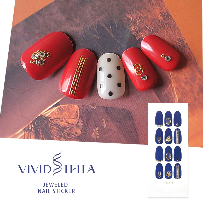 

3D Crystal Rhinestones Nail Stickers With Design Golden Effect Nail Decals for Fake Nails ABS DIY Women Nail Art Decoration