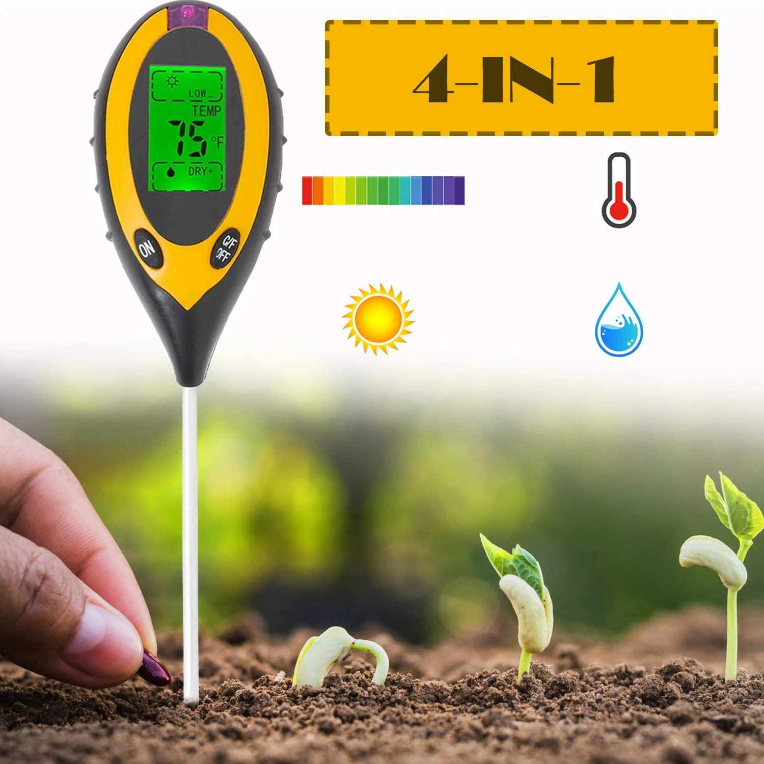 Comprobador de acidez, y humedad del suelo, medidor de pH, de pruebas para y flores, 3/4 en 1|Medidores de PH| - AliExpress