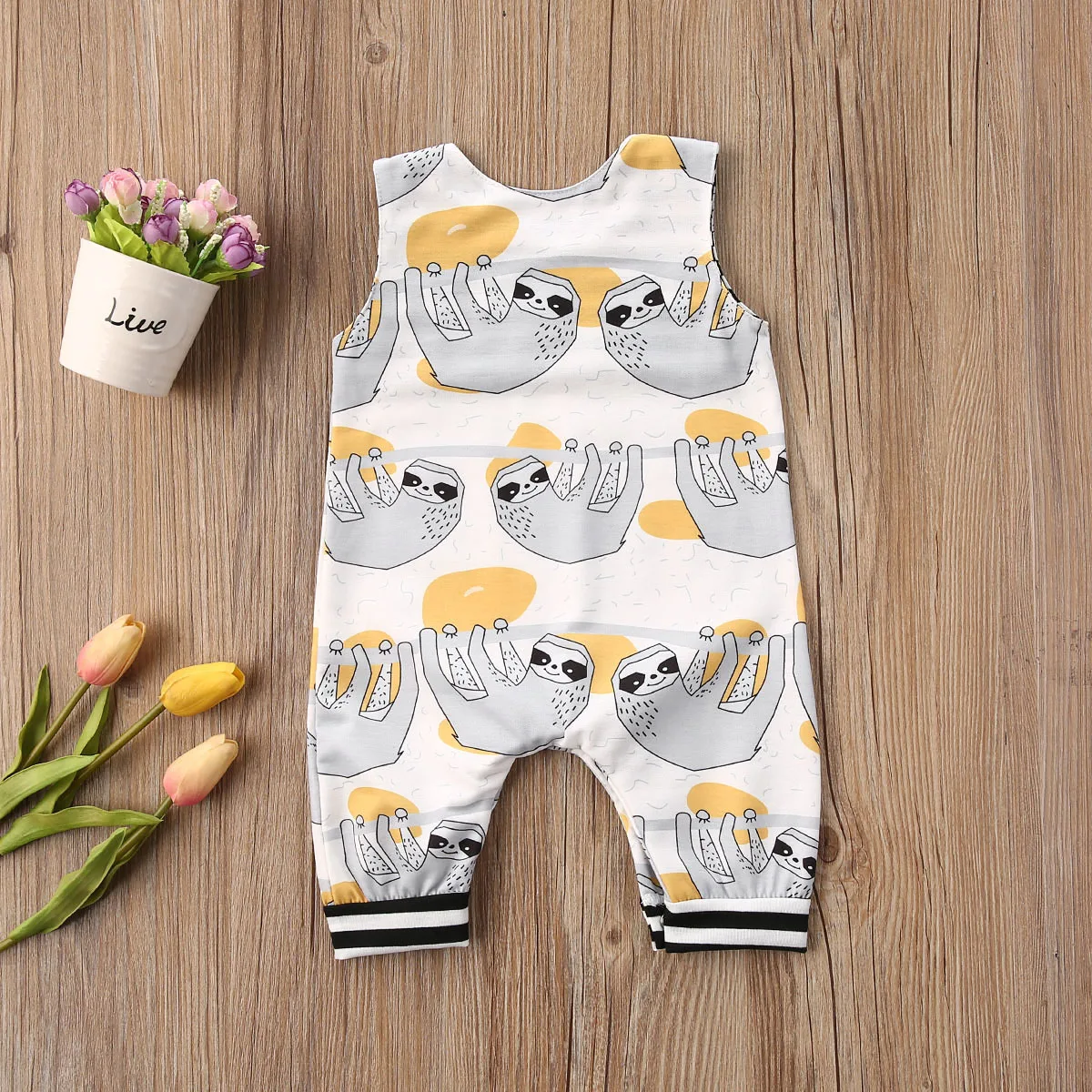 Citgeett Summer 0-3Y Infant Baby Girls Boys Rompers Sleeveless Cartoon Cotton Jumpsuits Clothes
