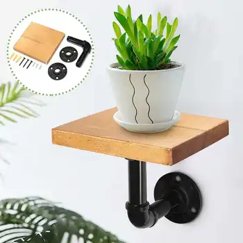 

DIY Retro Iron Industrial Pipe Shelf with Wood Board Wall Mounting Storage Brackets Holders Racks Home Decor Support Hardware