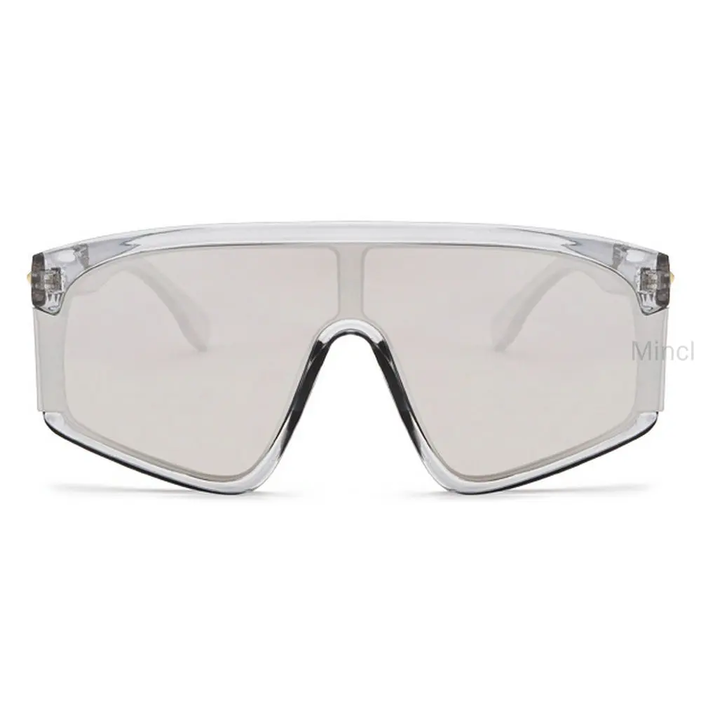 silver lens Сексуальная Женская негабаритная Форма Маски щит козырек Солнцезащитные очки женские модные мужские плоские верхние ветрозащитные очки с капюшоном FML - Цвет линз: silver lens