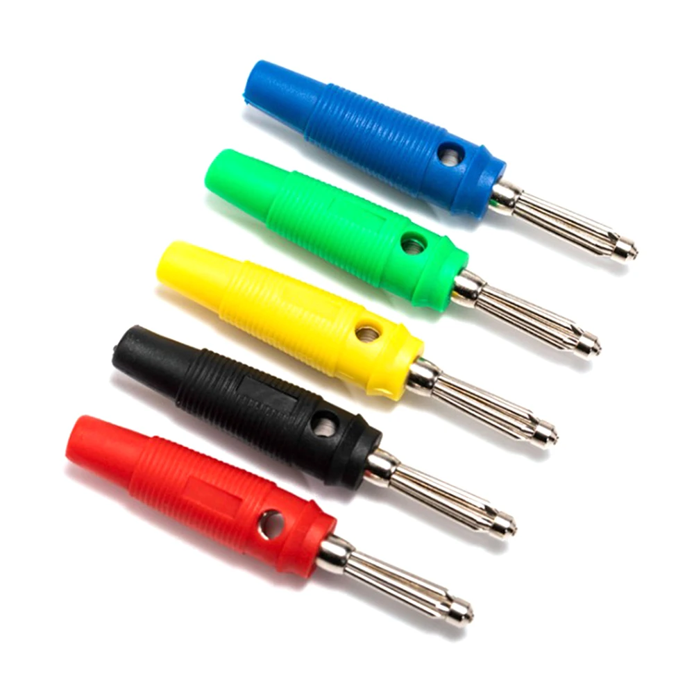 

10 Pcs 4mm 32A Mix Color Solderless Side Stackable Banana Plug Copper Connectors