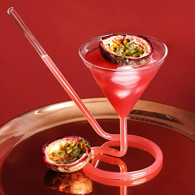 

Creative Screw Spiral Straw Molecular Cocktail Glass Bar Party Wine Glass Martini Champagne Glass Wine Glass Charm