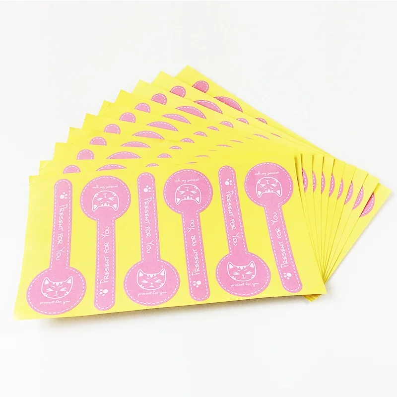 

600pcs/lot Vintage Cat Present for you series DIY Multifunction Long Seal Sticker Gift Sticker Gift Label Wholesale