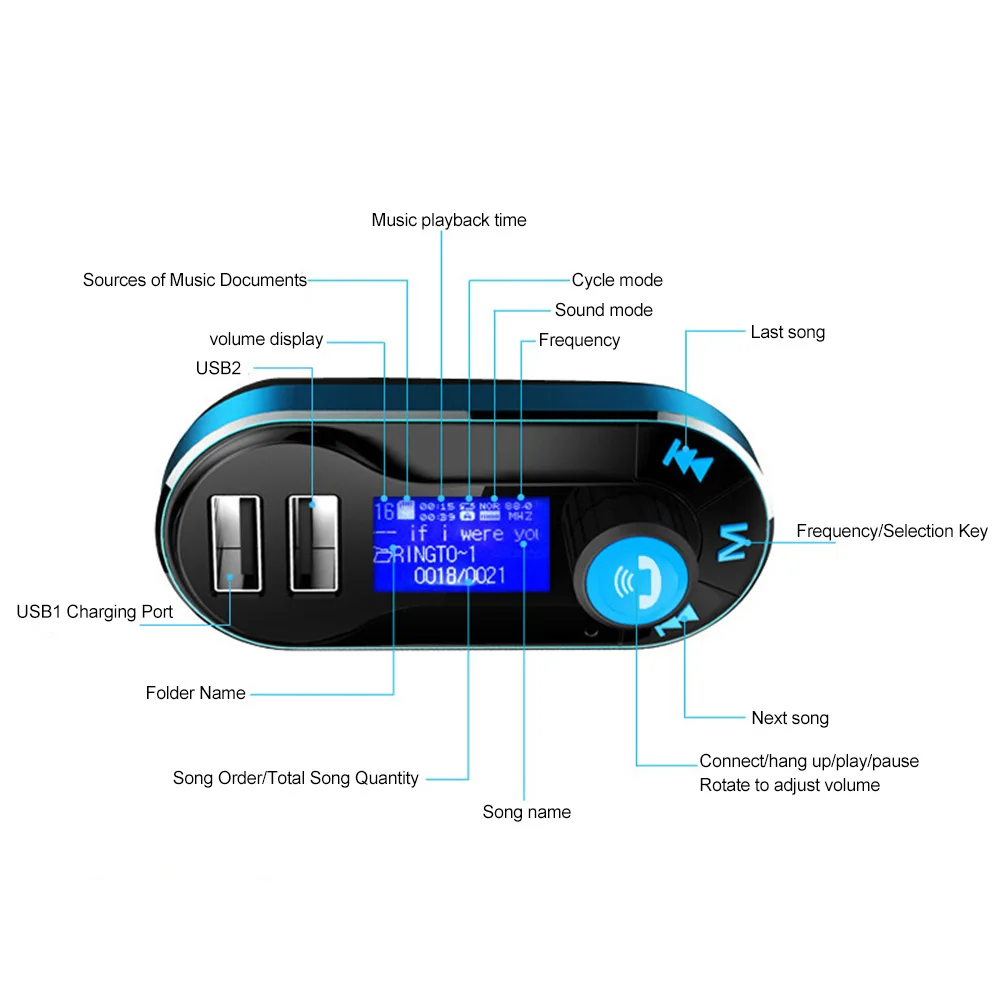 Горячая Bluetooth автомобильный комплект MP3-плеер fm-передатчик авто Bluetooth AUX беспроводной автомобильный радиомодулятор 2 USB Автомобильное зарядное устройство дистанционное управление