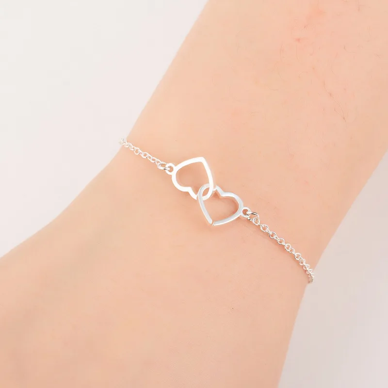 

silver Heart Bracelet For Female Charm Friendship women gift cute Bracelet for girl Accessories Minimalist Jewelry
