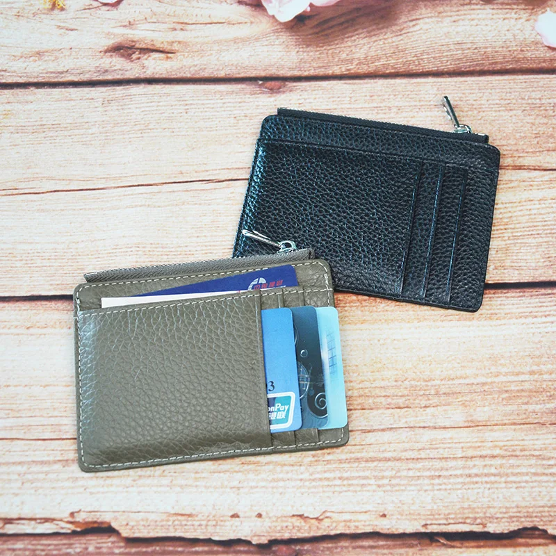 Визитница из натуральной кожи большая широкая на молнии визитница|Держатели для