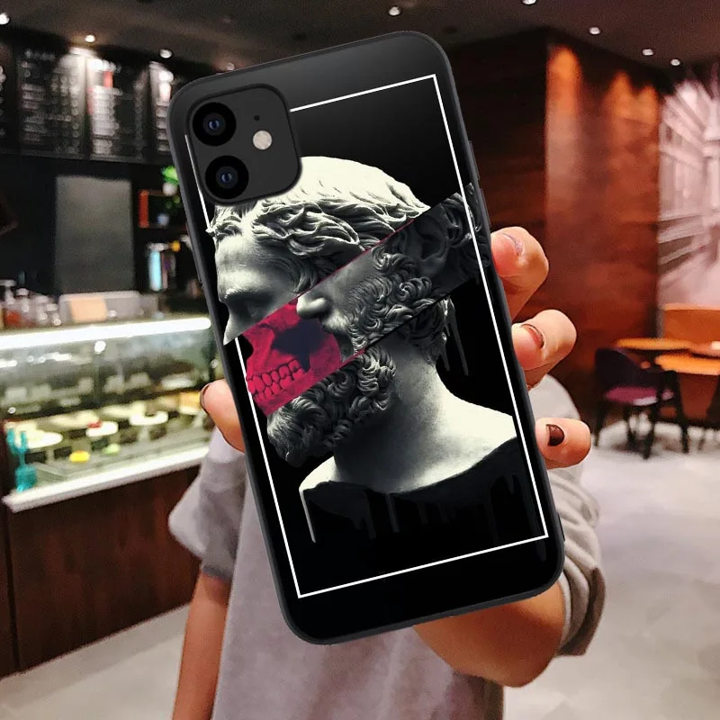 Забавный чехол для iPhone 11 Pro Max 6 6s 7 8 Plus X XR XS Max чехол для телефона Абстрактное Искусство Статуя Мягкий ТПУ чехол для телефона для iPhone Xs