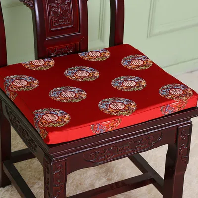 red fu Китайские шелковые парчовые этнические подушки для дивана, стула, губки, противоскользящие подушечки на молнии, подушки для стульев, стула, кресла, коврики для сидений - Цвет: red fu