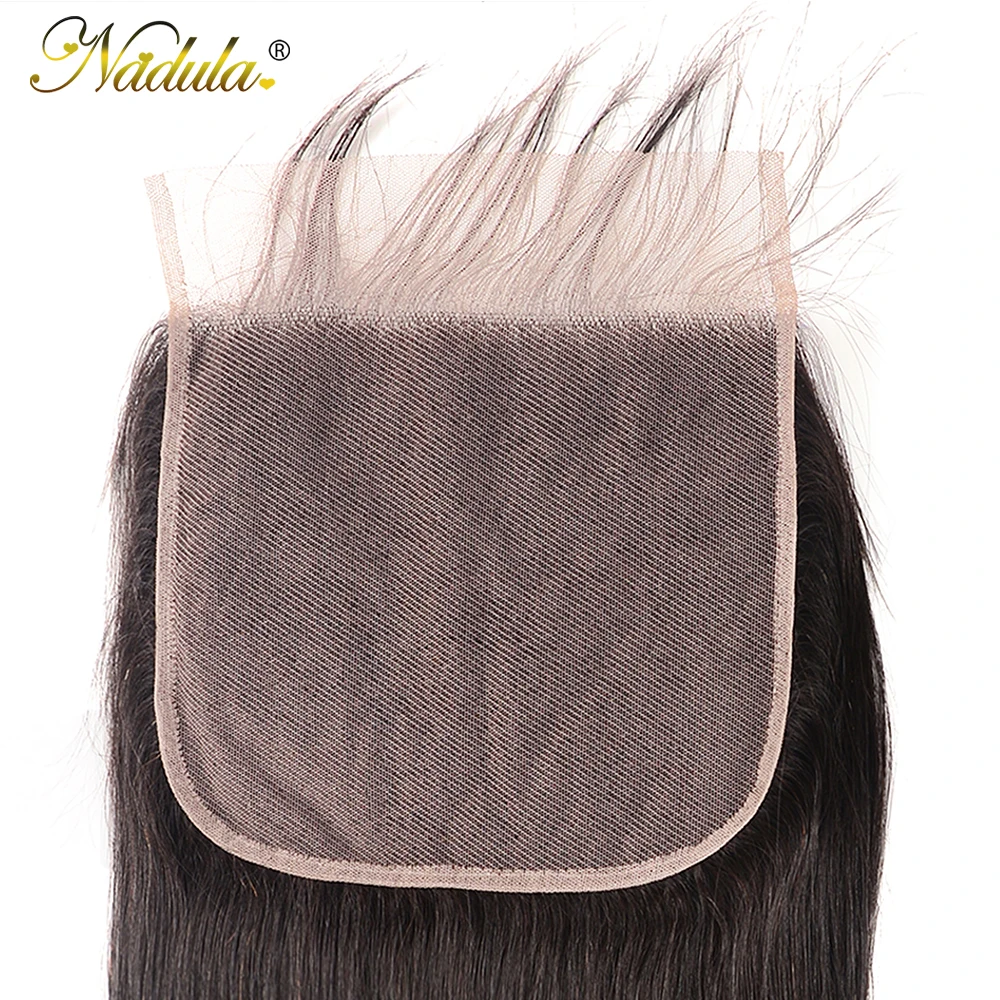 Nadula Hair 7x7 синтетическое закрытие шнурка прямые человеческие волосы с Детские волосы швейцарское кружево Средний Коричневый Бразильские Волосы Закрытие 10-18 дюймов