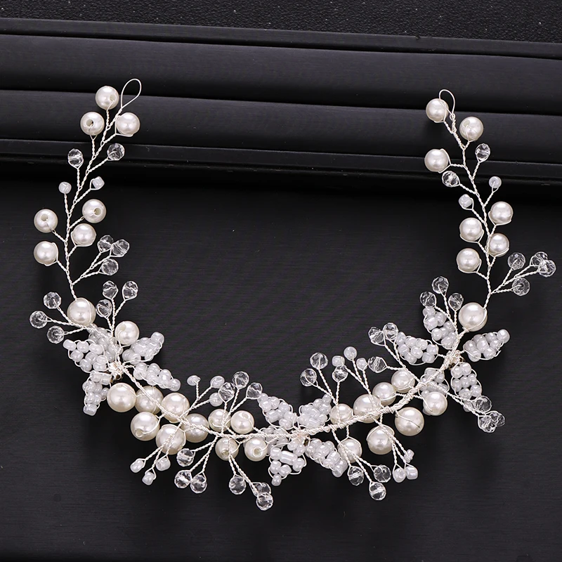 

New Wedding Hair Accessories Silver Rhinestone Pearl Headband Handmade Headwear Party Headband Bridal Wedding Hair Accessories