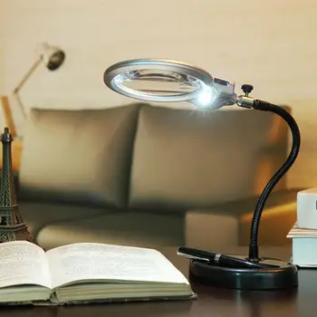 

Desktop Magnifier Durable Small Table Useful Hose Magnifier for Student (Black Silver)