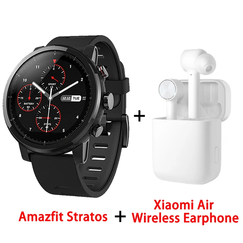 Amazfit Stratos умные часы приложение Ver 2 gps монитор сердечного ритма 5 атм водонепроницаемый Xiaomi экосистема умные часы - Цвет: ADD Air Earphone