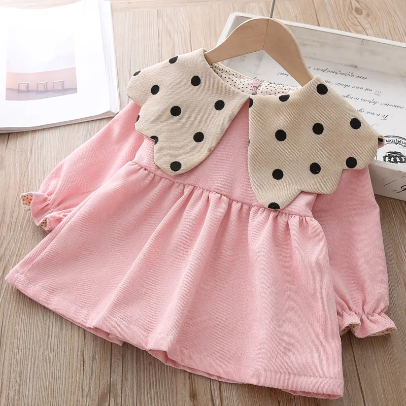 Г. Трикотажное платье для маленьких девочек; осенне-зимняя одежда для детей; топы для малышей; рубашки для девочек; Детские хлопковые рождественские платья принцессы - Цвет: pink2