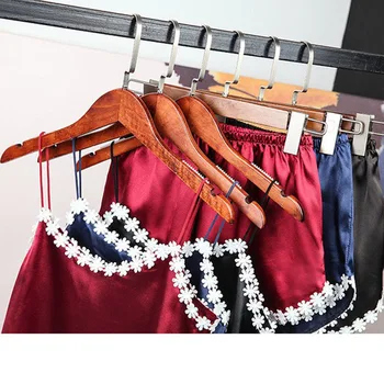 

New Ladies Sexy Silk Satin Pajama Set Lace Pyjama Set Sleeveless Pijama Set V-neck Sleepwear Summer Home Wear Sleep For Women