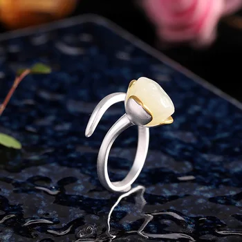 

fashion cross border accessories hand ornaments S925 silver jewelry women's lotus blossom and Tianyu ring opening