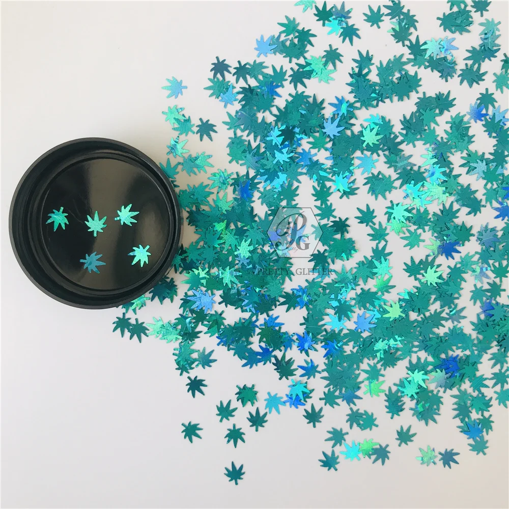PrettyG 10g Pack Hemp Leaves-Weed Leaves Shape Glitter Sequins for Resin DIY Making Art Craft Nail Makeup Decoration Accessories