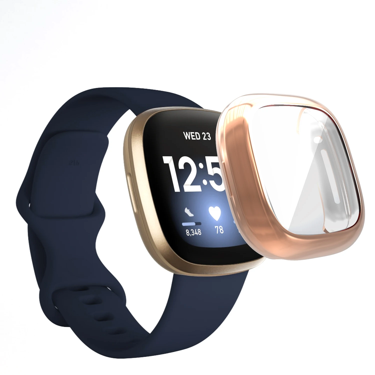 Schutzhülle für Fitbit Versa 3, weiche TPU-Vollbildschutzfolie für Fitbit Sense/Versa 3 Smart Watch Bumper Plating Shell – Detail 7