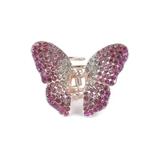 Pink Новинка, стразы для женщин и девушек с когтями бабочки, заколка для волос, ювелирное изделие в виде заколки - Окраска металла: Pink