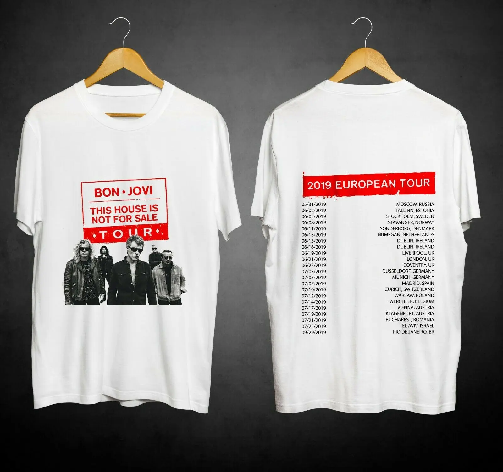 BON JOVI 2019 TOUR THIS HOUSE IS NOT FOR SALE WHITE T SHIRT DESIGN Ment Shirt Summer Style Top Tee Plus Size T-shirt |