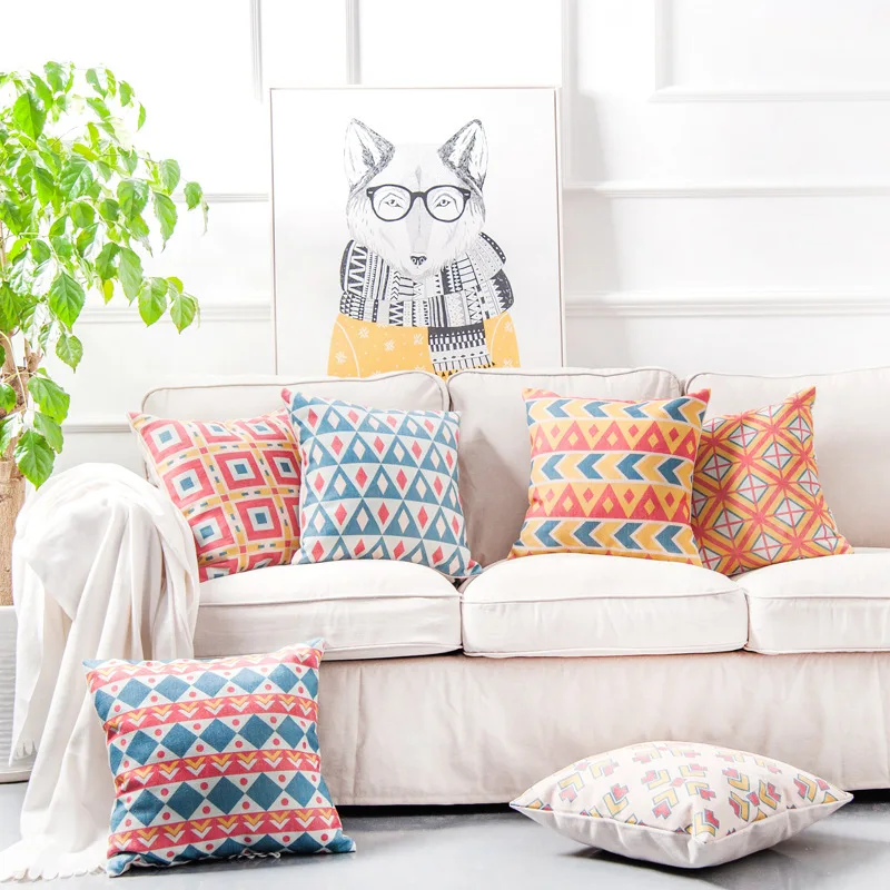

Nationality Style Modern Pillow Cover Customize Colorful Geometric Throw Pillowcase Sofa Bedside Home Art Decor Drop Shipping