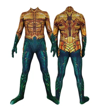 

Movie Aquaman Cosplay Costume Superhero Arthur Curry Orin Zentai Bodysuit Suit Jumpsuits for adult kid