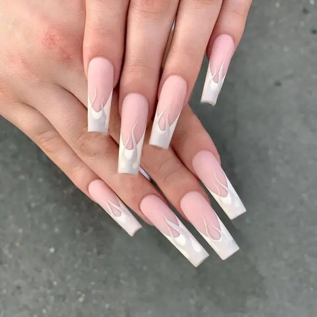 24pcs/Set Detachable Long Coffin Fake Nails European Rainbow Ballerina Full Nail Art Tips Colorful Beauty Artificial False Nails 2022-7