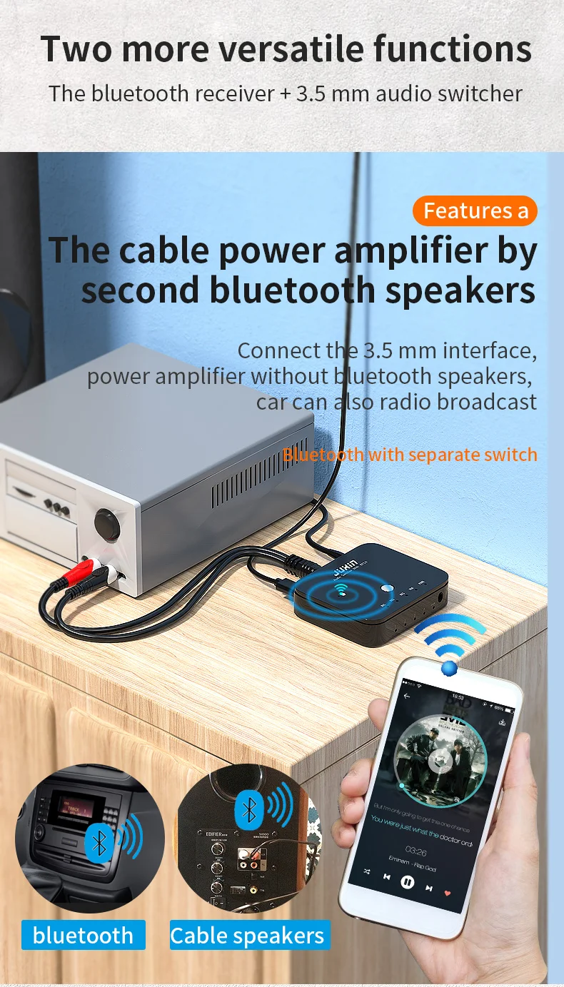 Cabo comutador auxiliar estéreo hifi com 4