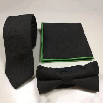 

Slim Tie Set Men Bow Tie and Pocket Square Bowtie Necktie Cravate Handkerchief Papillon Man Corbatas Hombre Pajarita
