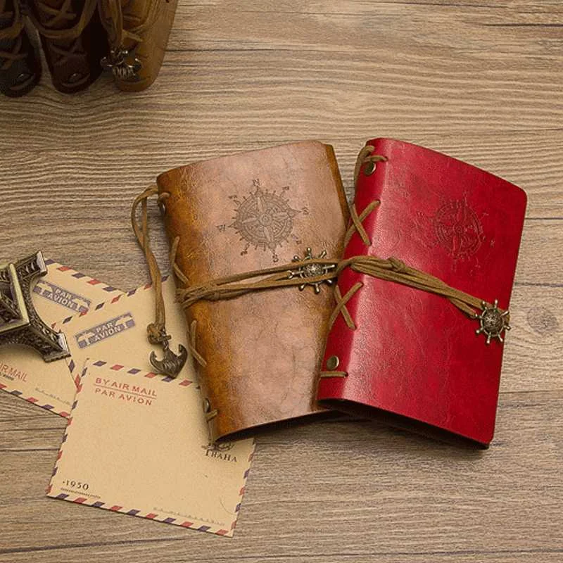 Винтажный кожаный блокнот для путешествий, дневник, дневник, ретро кожаный чехол, записная книжка для школы, канцелярские принадлежности для путешественника