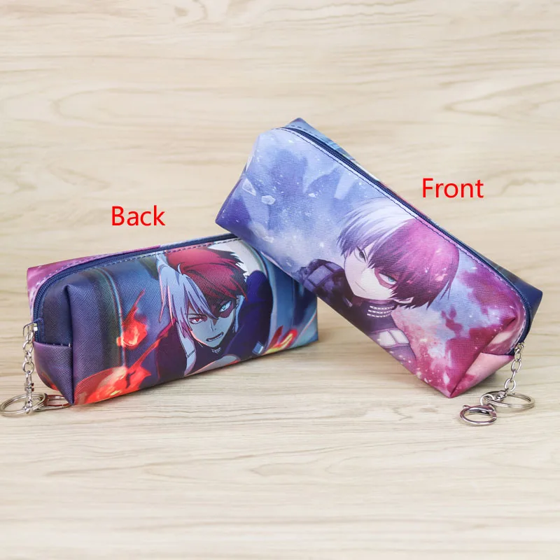Todoroki Shouto-Bolso de cuero sintético para cosméticos, bolsa de lápices de Anime de My Hero Academia, material escolar