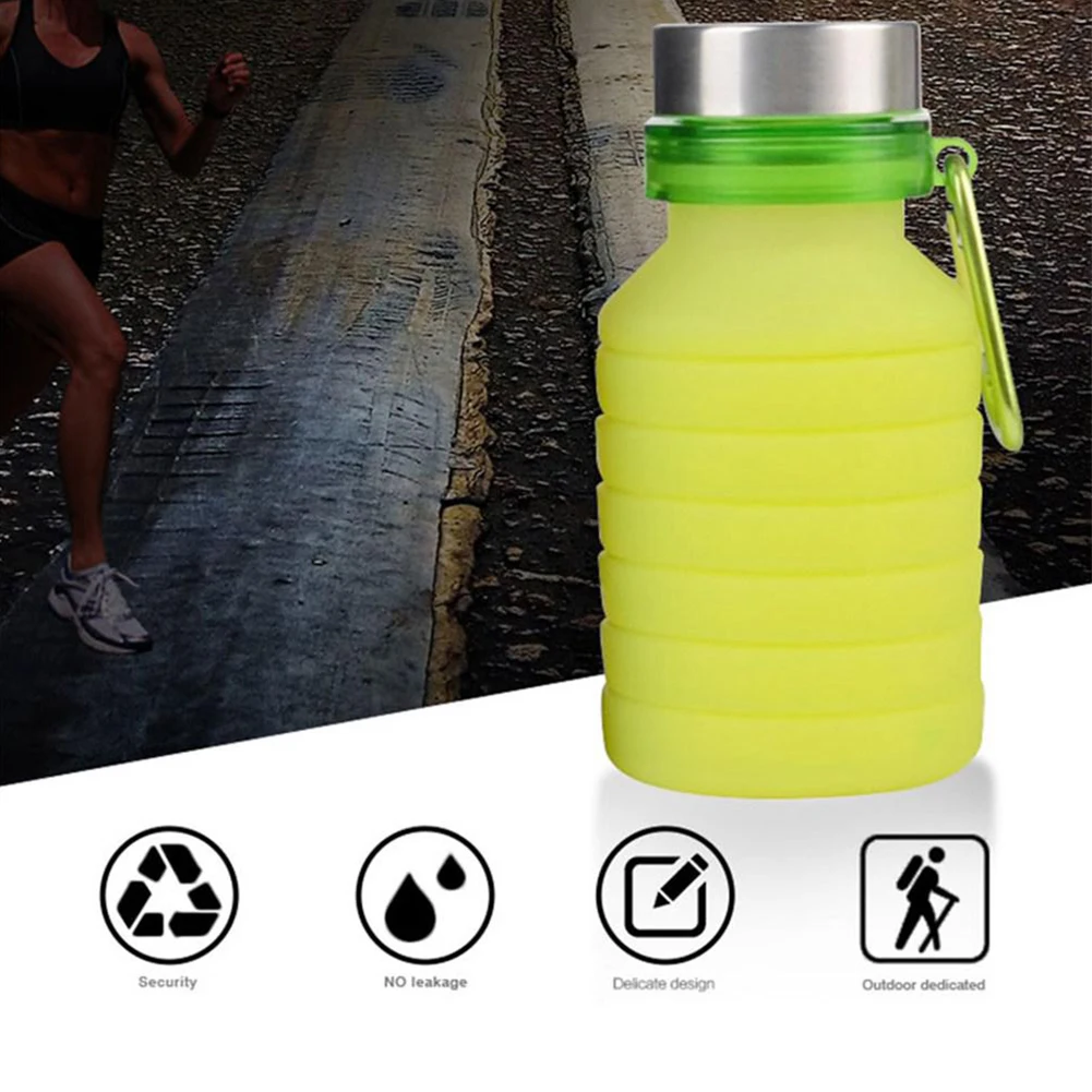 

550ML Portable Leak-proof Cycling Travel Camping Soft Hiking Outdoor Sports Foldable Large Capacity Silicone Cup Water Bottle