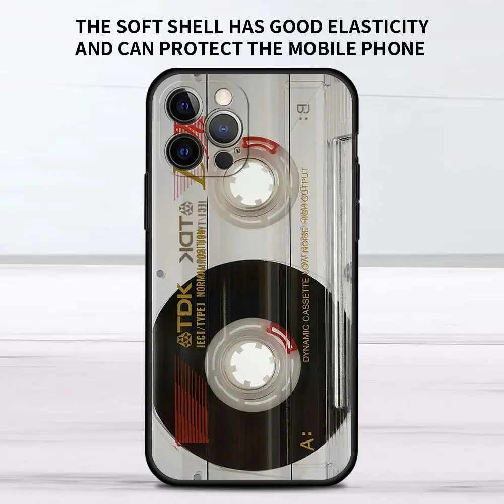 Vintage Cassette Tape Retro Style Black Soft Phone Case