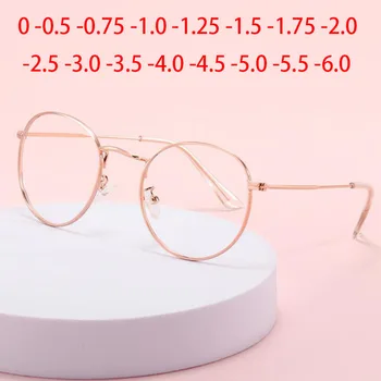 Okrągły metalowy styl opcja okulary 3447 krótkowzroczność astygmatyzm recepta wysokiej jakości recepta 0 -0.5 -0.75 do-6.0 1