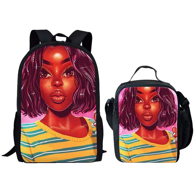 HYCOOL персональные черные художественные сумки для девочек в африканском стиле, школьные сумки для подростков, студенческие сумки для книг, Детские обеденные сумки, Детские рюкзаки - Цвет: HBC191174CG