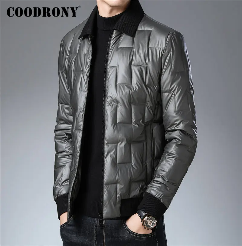 Бренд COODRONY, мужская куртка-пуховик, модное Полосатое повседневное пальто, мужская одежда, Осень-зима, толстые теплые куртки с карманами, 98028