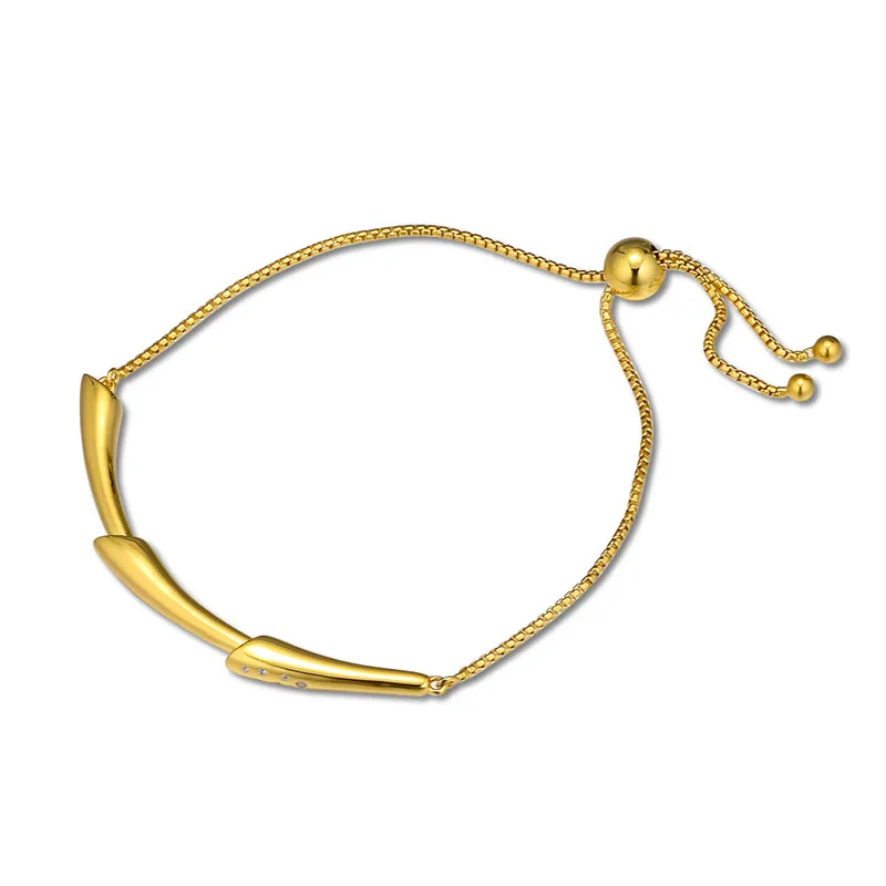 Flower Stem Sliding Chain Bracelets for Women 925 Sterling Silver Jewelry Fashion Golden Shine Charms Bracelets Wholesales