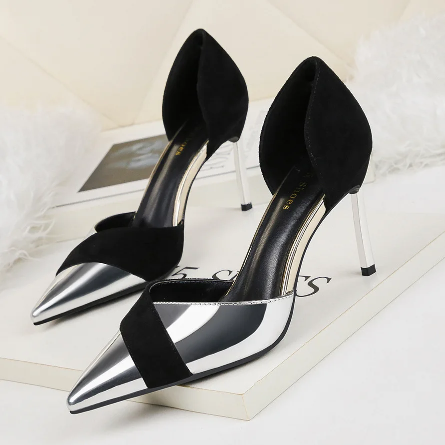 

2020 spring new high-heeled women's fashion simple color-matching pointed toe sexy and comfortable thin heels