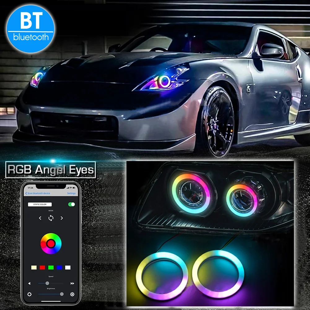 2 шт./компл. Rgb Ангельские глазки Bluetooth App Управление гало кольца Cob хлопок