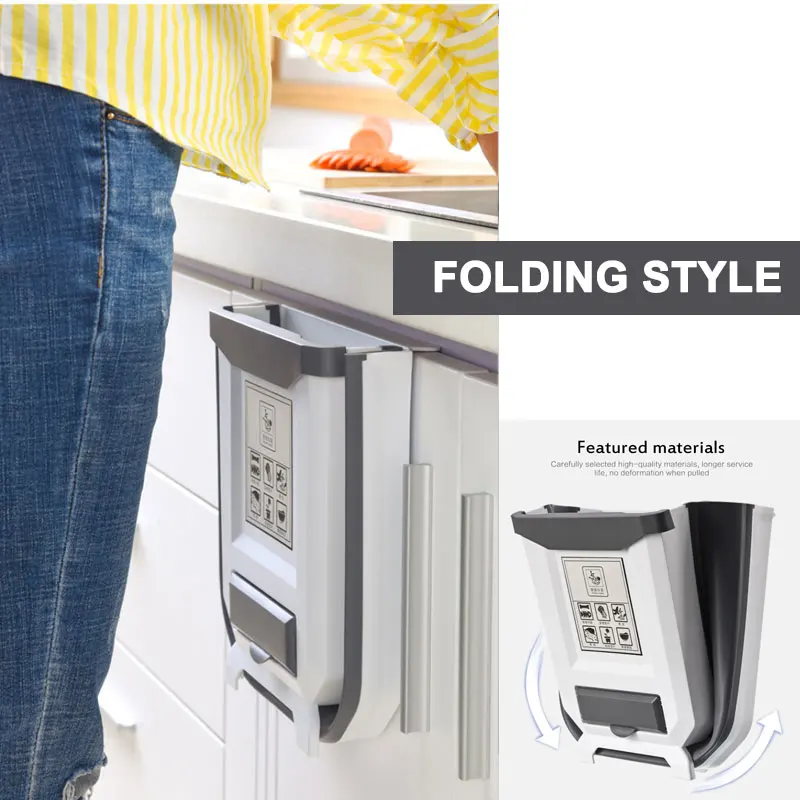 New Hanging Trash Can Foldable Garbage-Can Folding Waste Bin Kitchen Cabinet Door Car Storage-Box | Дом и сад
