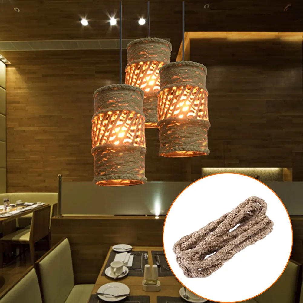 Retro Vintage Hemp Rope Wire Fabric Electrical Cord Lighting Accessories 2.5M