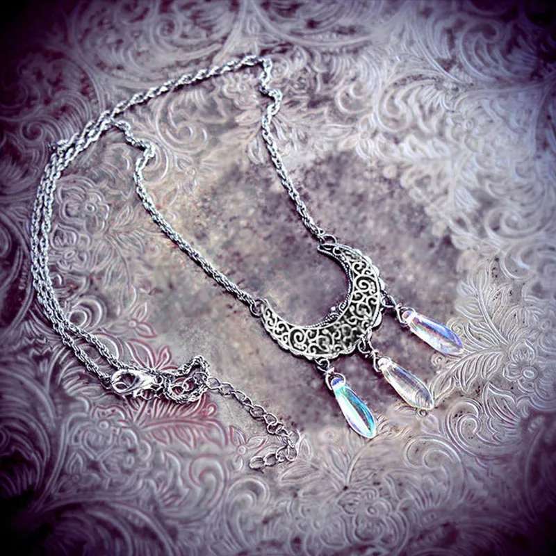 Triple Moon Necklace wiccan jewelry triple goddess pentacle necklace pentagram necklace pagan necklace - Image 3