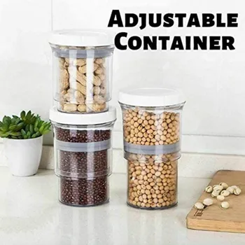 

Adjustable Food Storage Container Plastic jars Kitchen Refrigerator Storage Box Multi Grain Storage Tank Transparent Sealed Cans