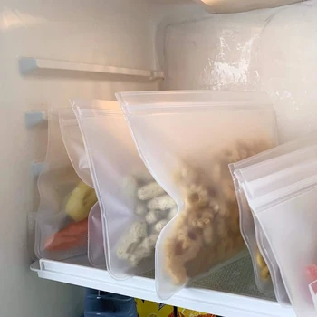 

Reusable Refrigerator Fresh Bags Kitchen Food Sealing Storage Bag Home Food Grade Silicone Fruit Meat Ziplock Kitchen Organizer