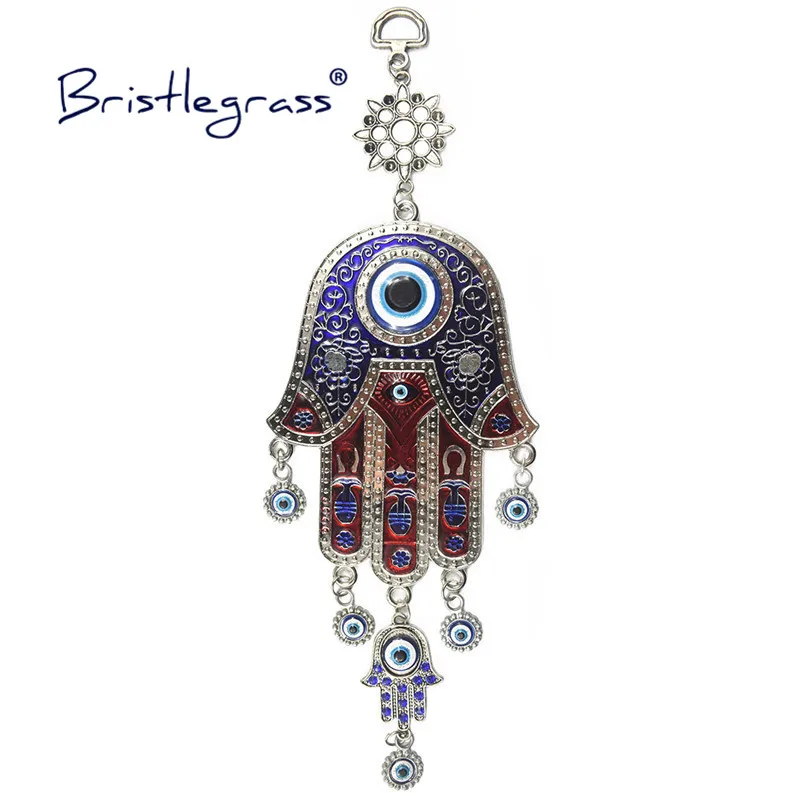 

BRISTLEGRASS Turkish Blue Evil Eye Star Hamsa Hand Amulets Lucky Charms Wall Hanging Pendants Pendulum Blessing Protection Decor