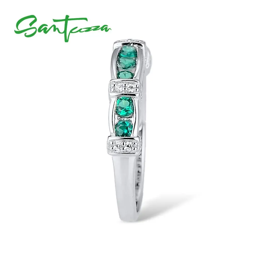SANTUZZA серебряное кольцо для женщин, 925 пробы, серебряное модное круглое кольцо для женщин, кольцо с кубическим цирконием, вечерние ювелирные изделия