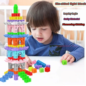 

Hot Selling Rose Square six-sided building blocks DIY children's educational science teaching assembly Brick toys for kids gifts
